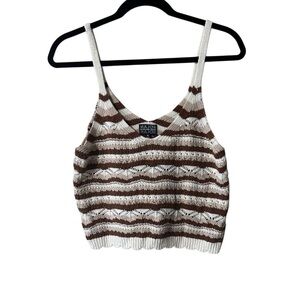 Major Label Group Cream and Brown Knit Crop Tank Top